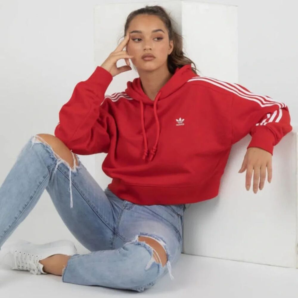 Adidas Red Cropped Hoodie NWT L/XL